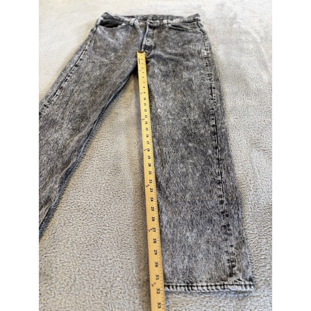 VTG ‘86 USA Levi's 501 Men's Jeans 38x32 Button Fly Black Gray Acid Wash Denim